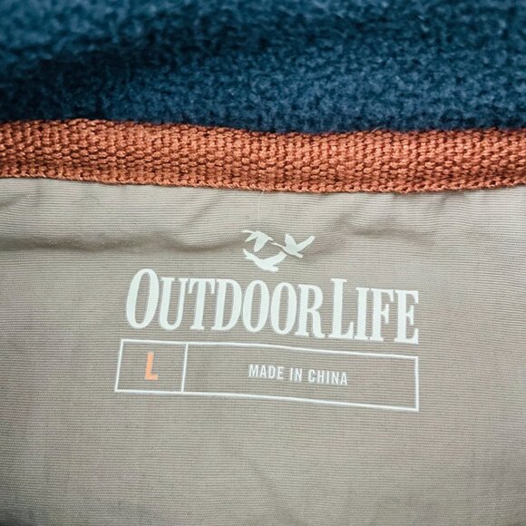 Outdoor Life Mens Heathered Khaki Textured Fleece Mock Neck Comfort Sweater Sz L - Picture 3 of 9